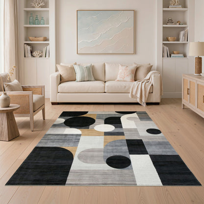 Black White Geometric Modern No. 40 Area Rug