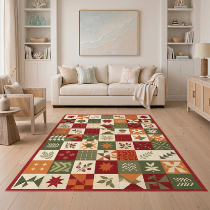 Autumn Patchwork Washable Area Rug