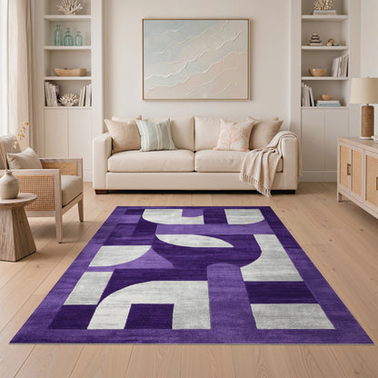 Purple Geometric Area Rug