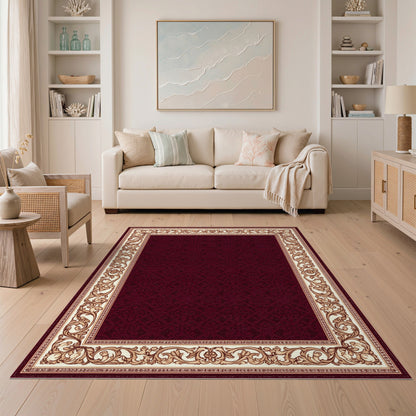 Luxurious Red Persian Area Rug with Ornate Border