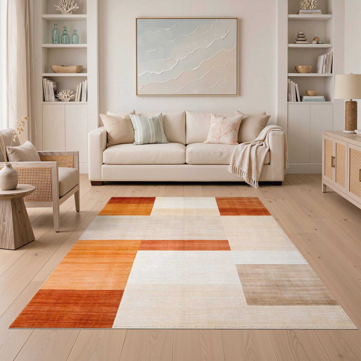 Orange Geometric Area Rug