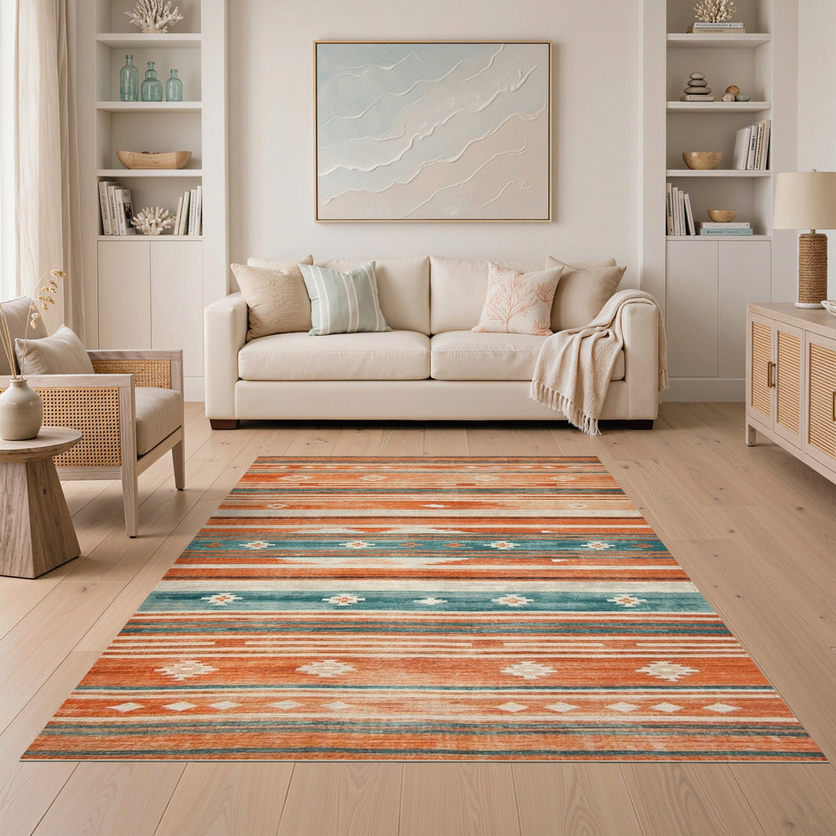 Southwestern Orange Geometric Area Rug