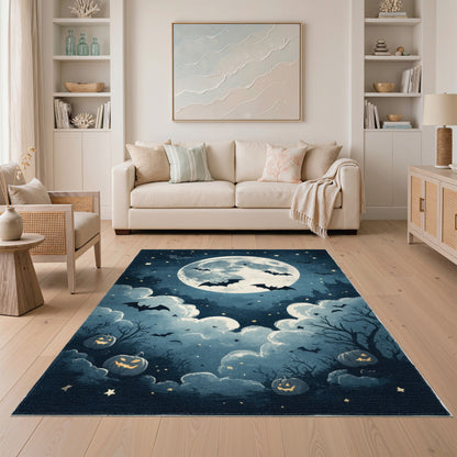 Halloween Moon Bats Area Rug