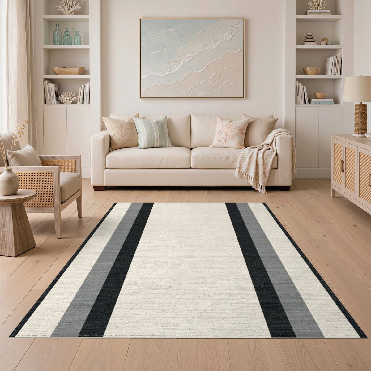 Black and White Vertical Black White Vertical Stripe Area Rug
