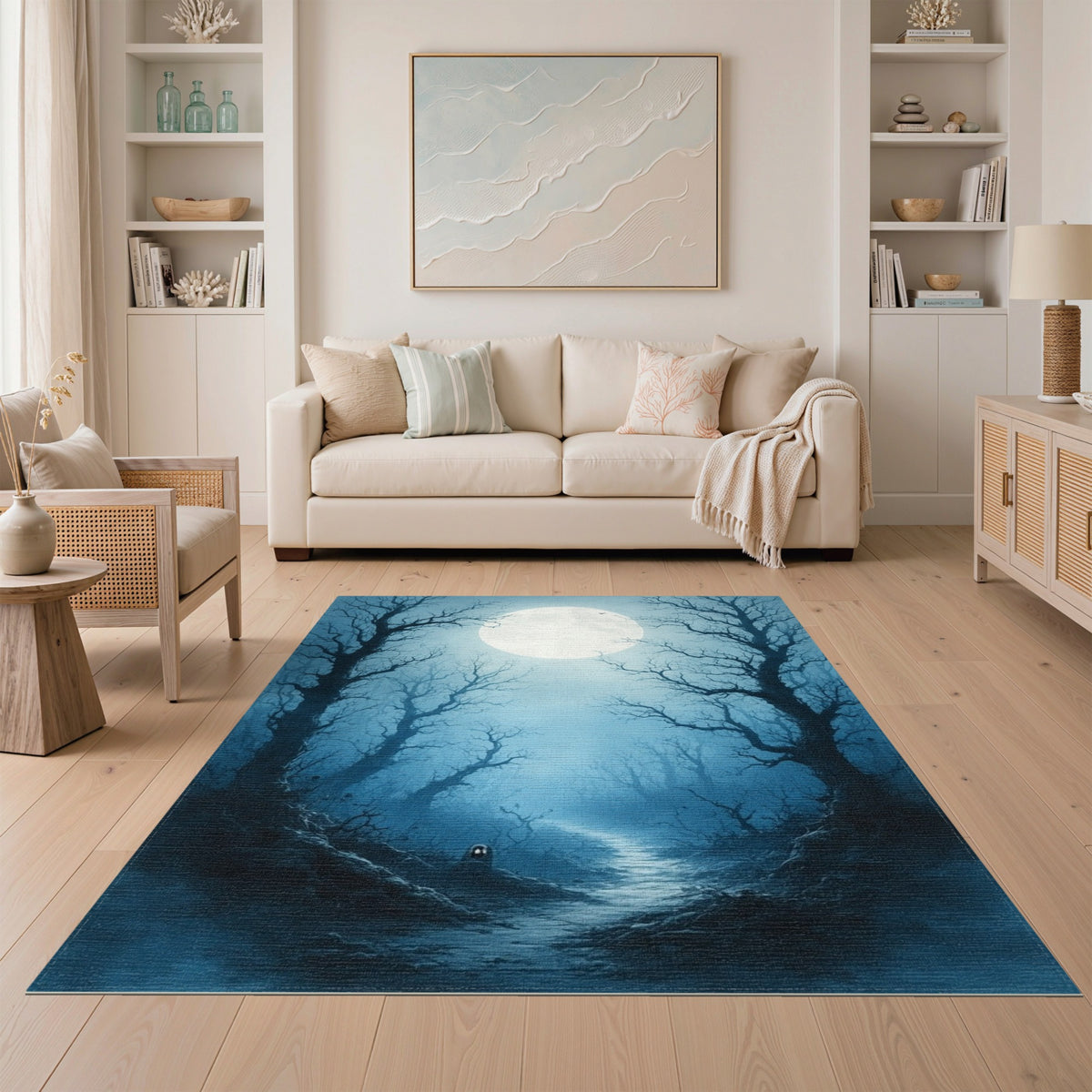 Moonlit Forest Path Area Rug