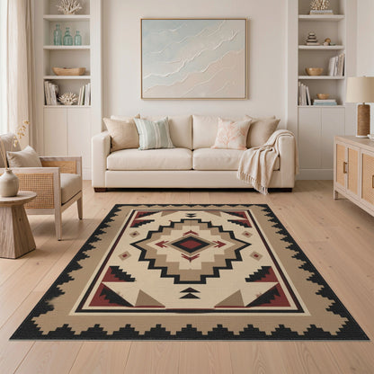Brown and Tan Southwestern Geometric Area Rug