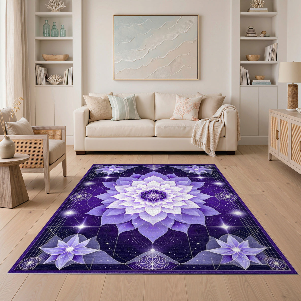 Purple Lotus Mandala Area Rug