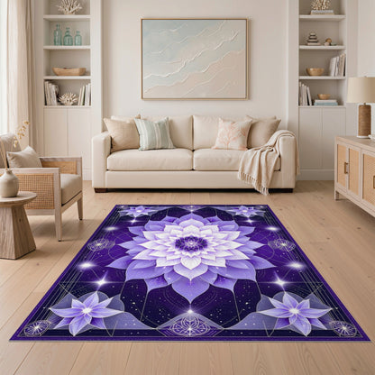 Purple Lotus Mandala Area Rug