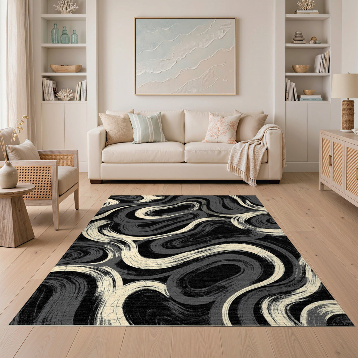 Abstract Area Swirl Black White Abstract Swirl Area Rug