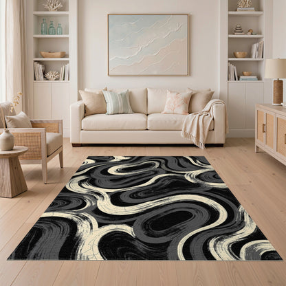 Abstract Area Swirl Black White Abstract Swirl Area Rug