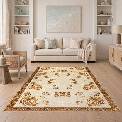 Brown and Tan Brown Tiger Heritage Area Rug