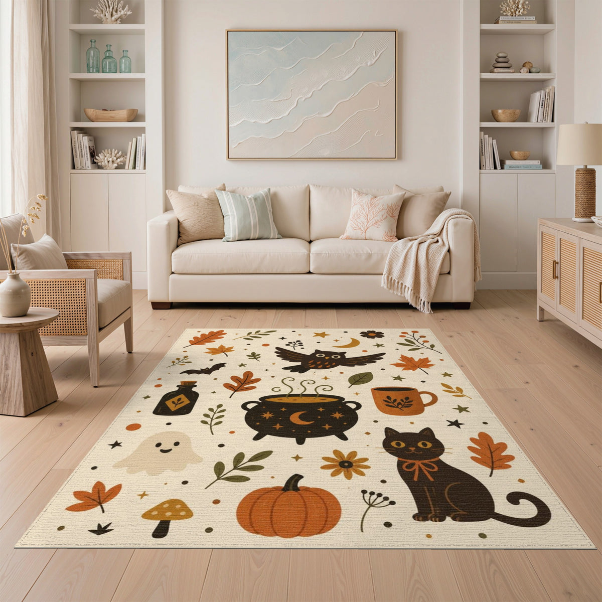 Halloween Kids Cartoon Washable Kids Cartoon Area Rug