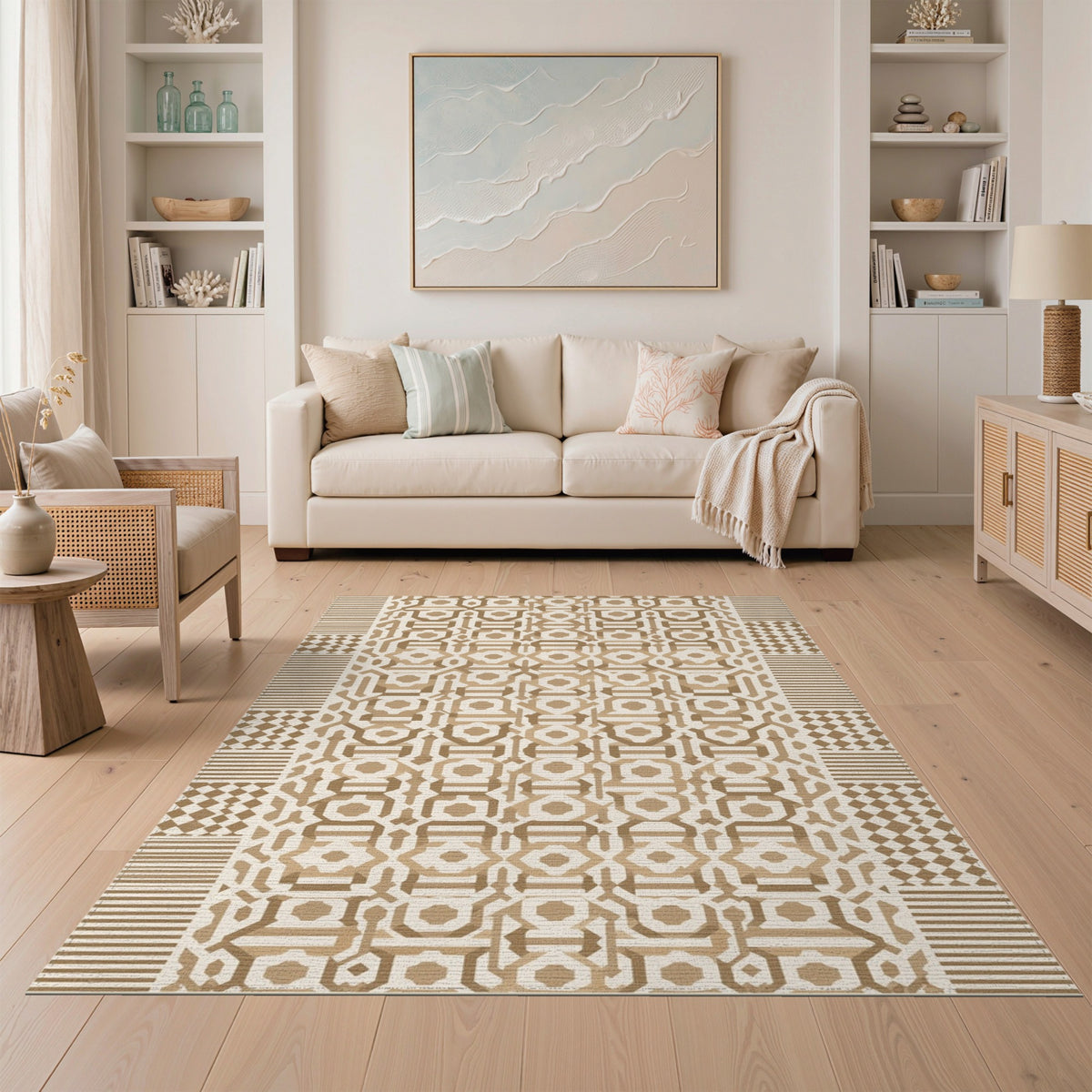 Brown Tan Geometric Area Rug