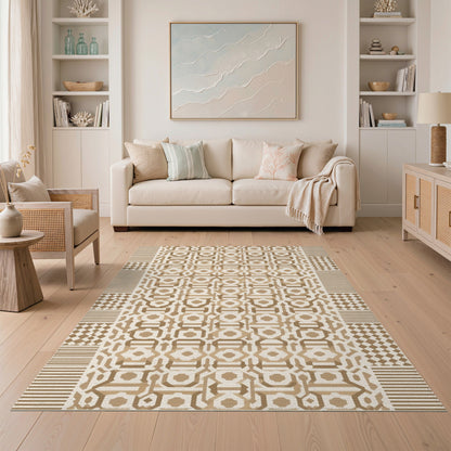 Brown Tan Geometric Area Rug