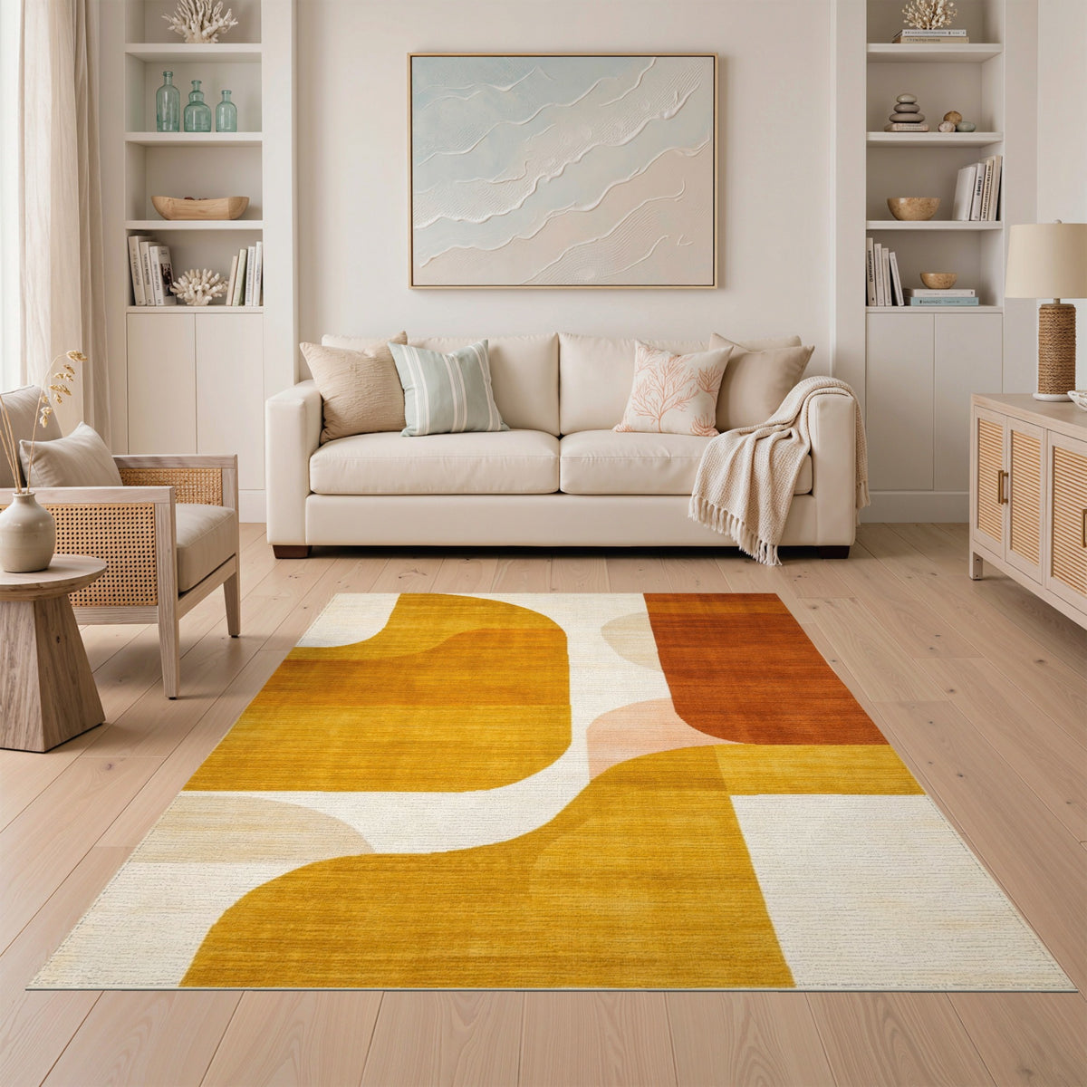 ODIKA Warm Yellow Abstract Area Rug