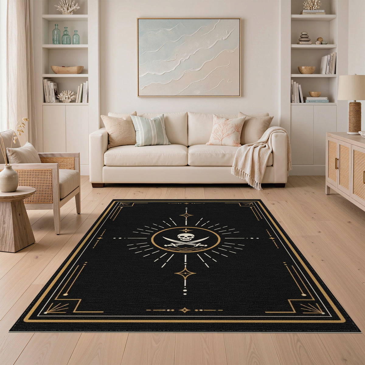 Pirate Skull Crossed Swords Area Rug