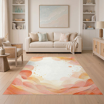 Orange Abstract Area Abstract Orange Wave Area Rug