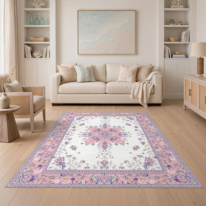 Pink Floral Vintage Area Rug