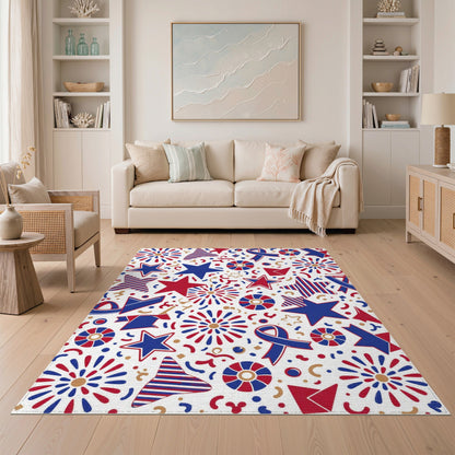Patriotic Stars and Fireworks Area Rug