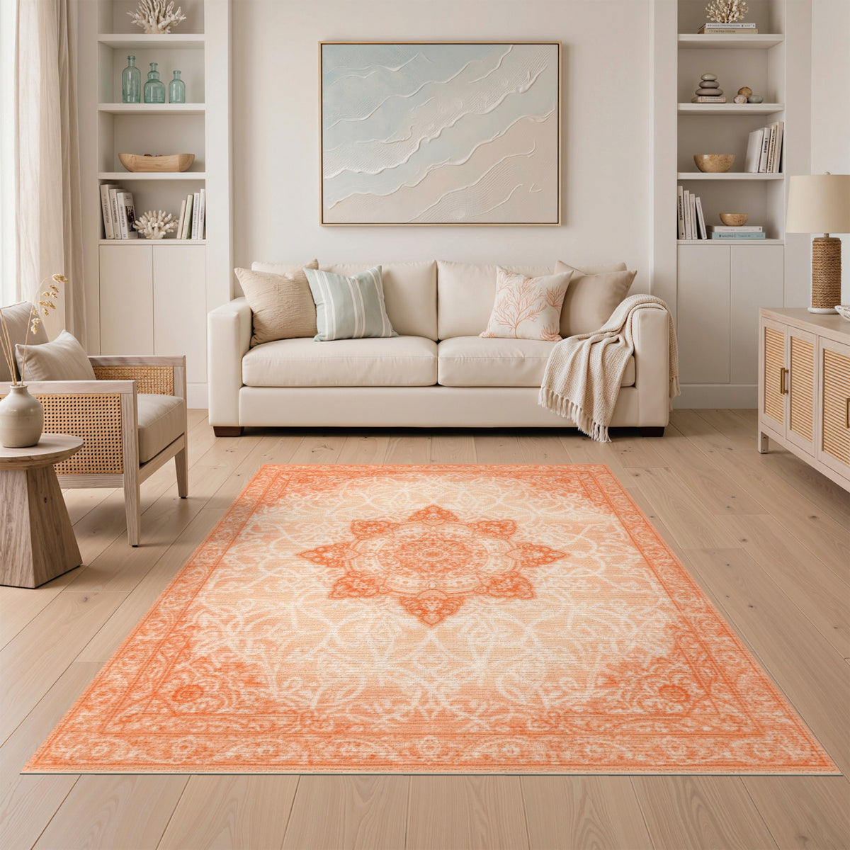 Orange Persian Medallion Area Rug