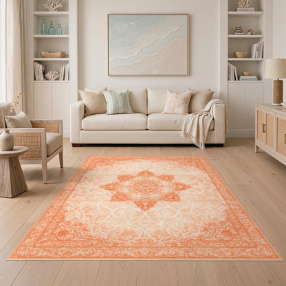 Orange Persian Medallion Area Rug