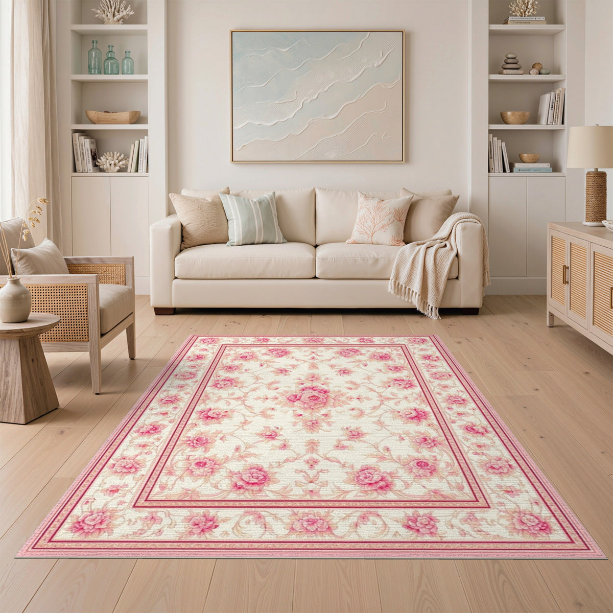 Pink Rose Floral Vintage No. 24 Area Rug