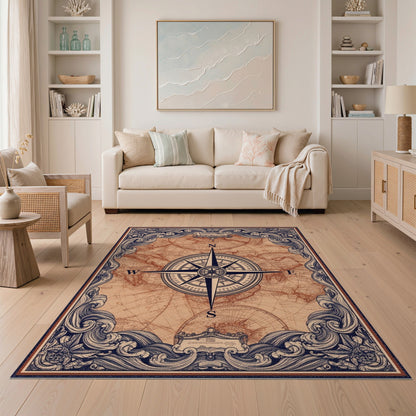 Vintage Compass Map Area Rug