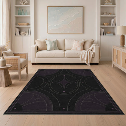 Geometric Modern Purple Geometric Starburst Area Rug