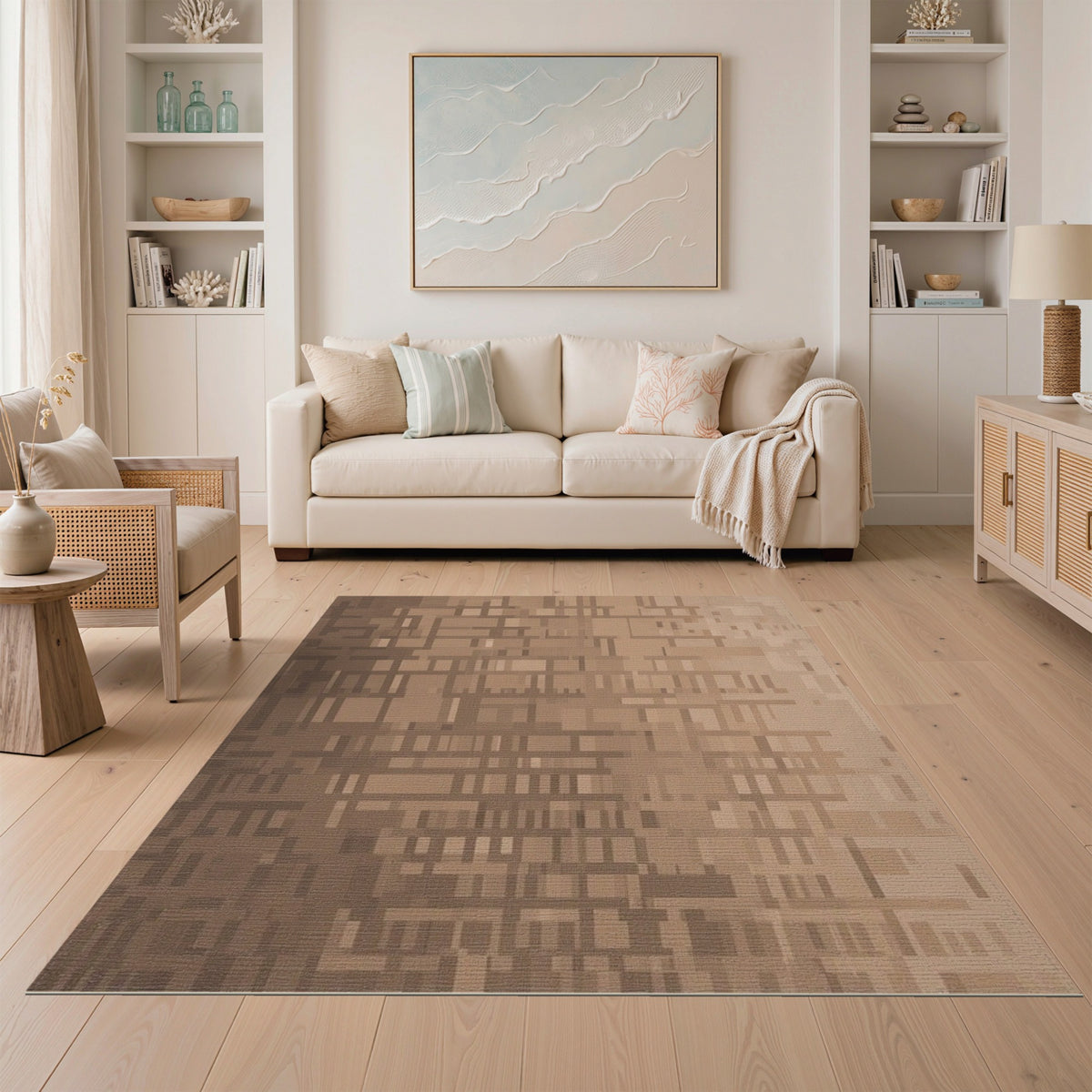 Brown Geometric Brown and Tan Area Rug