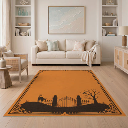 Orange Distressed Vintage Silhouette Area Rug