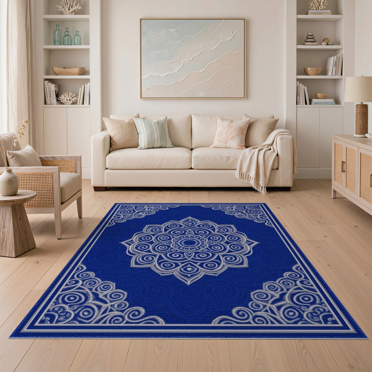 Blue Mandala Medallion Area Rug