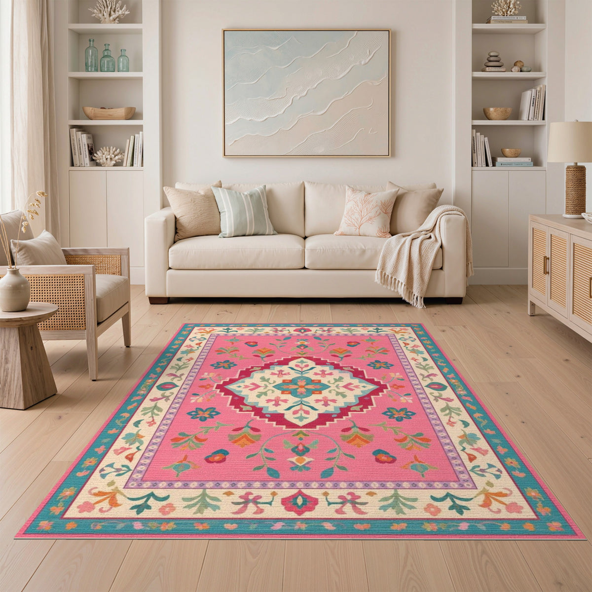 Pink Floral Vintage Area Rug