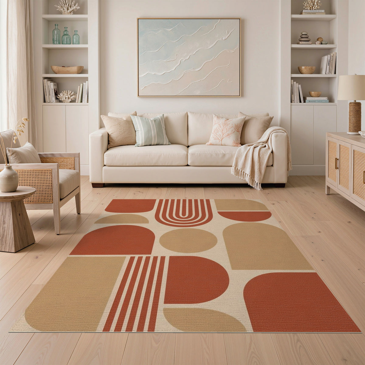 Geometric Modern Red Geometric Abstract Area Rug