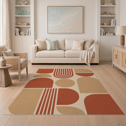 Geometric Modern Red Geometric Abstract Area Rug