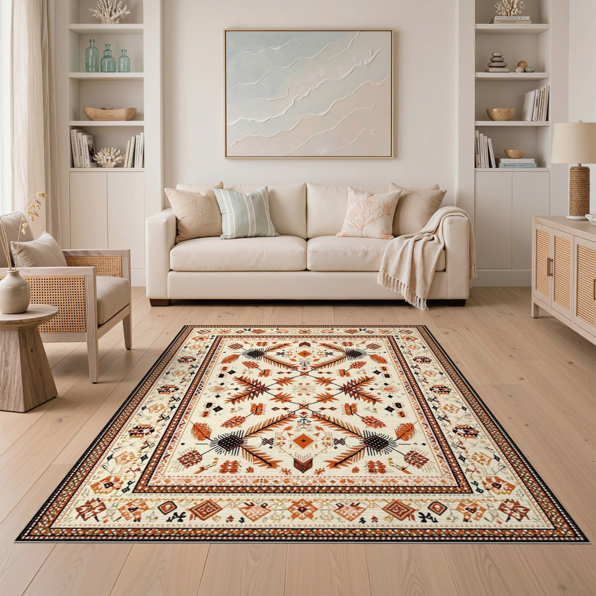 Orange Heritage Tribal Southwestern Area Rug