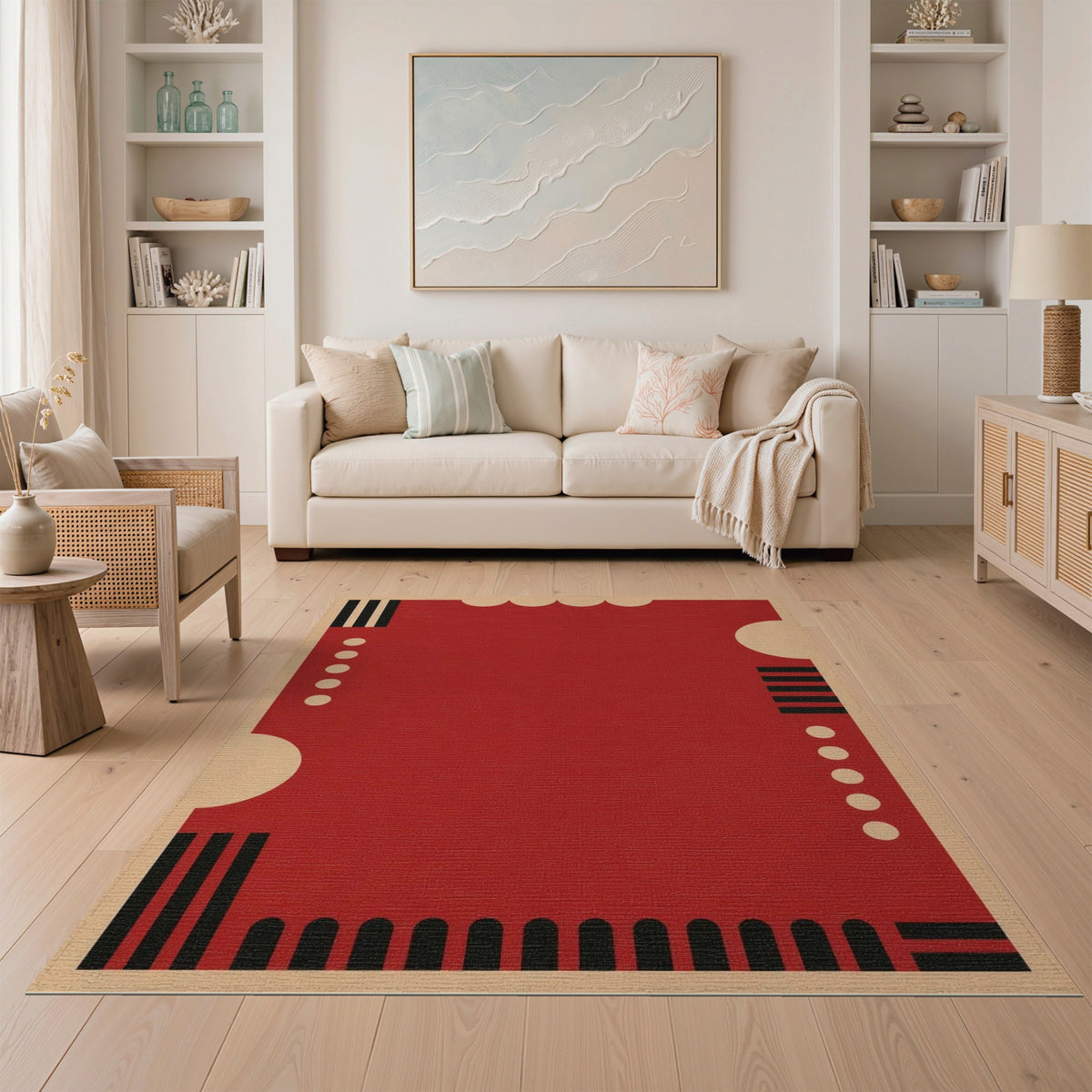 Bold Red Geometric No. 5 Area Rug