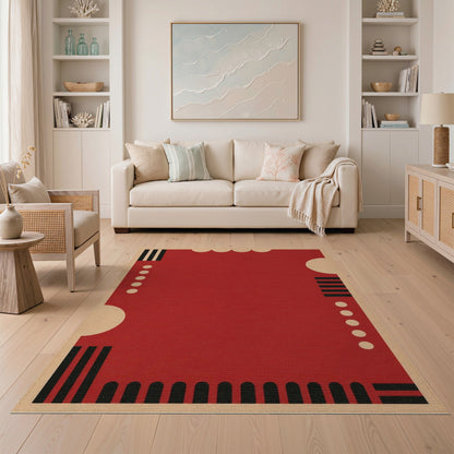 Bold Red Geometric No. 5 Area Rug