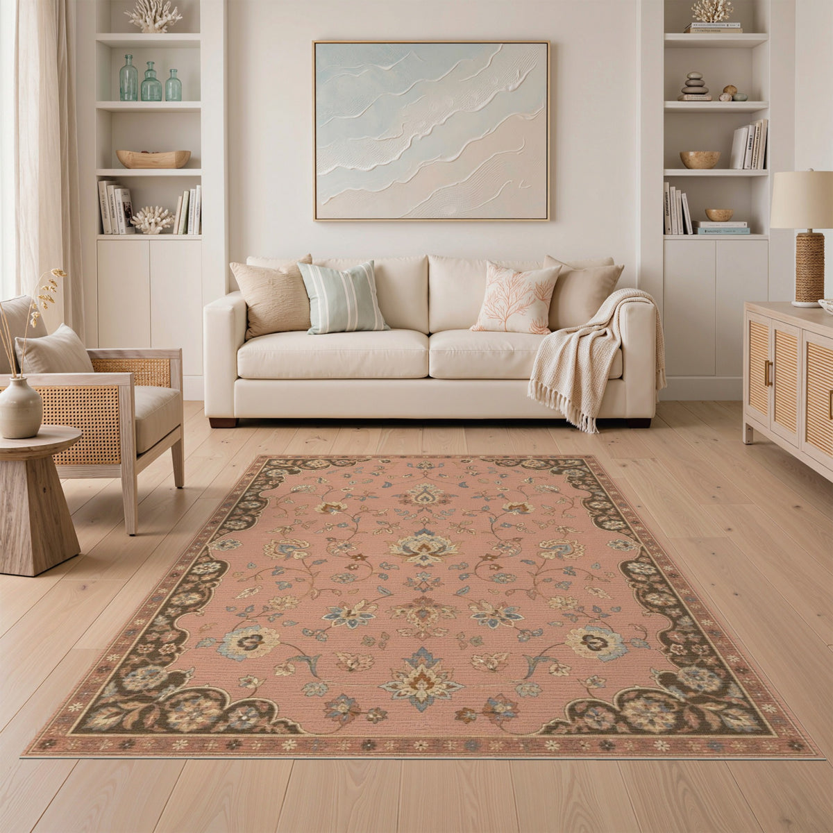 Pink Floral Vintage Area Rug