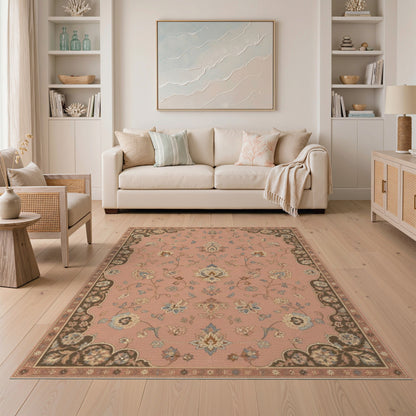 Pink Floral Vintage Area Rug