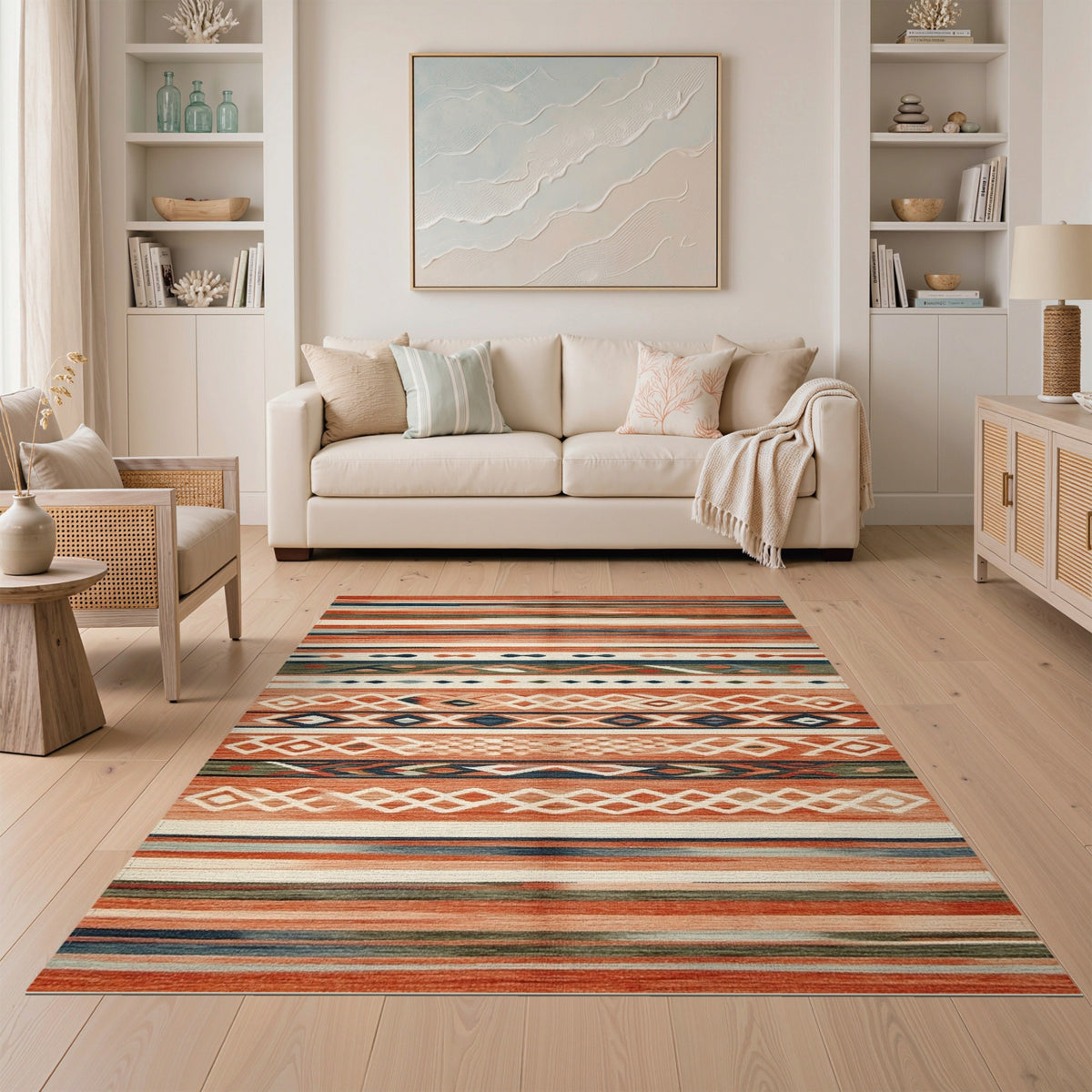 Southwestern Orange Geometric Area Rug