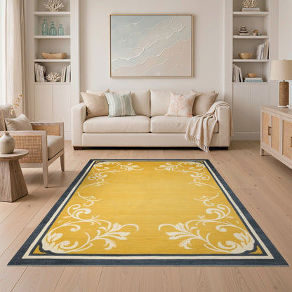Yellow Floral Vintage Area Rug