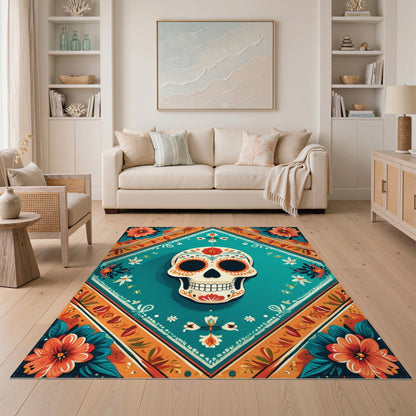 Heritage Tribal Vibrant Sugar Skull Floral Area Rug