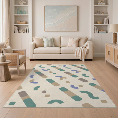 Beige Geometric Area Rug