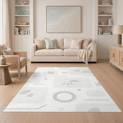 Grey Geometric Modern Area Rug