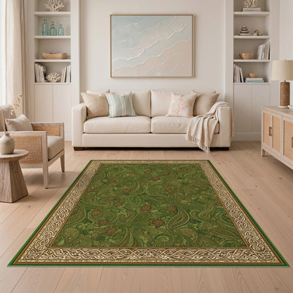 Green Paisley Sea Turtle Area Rug