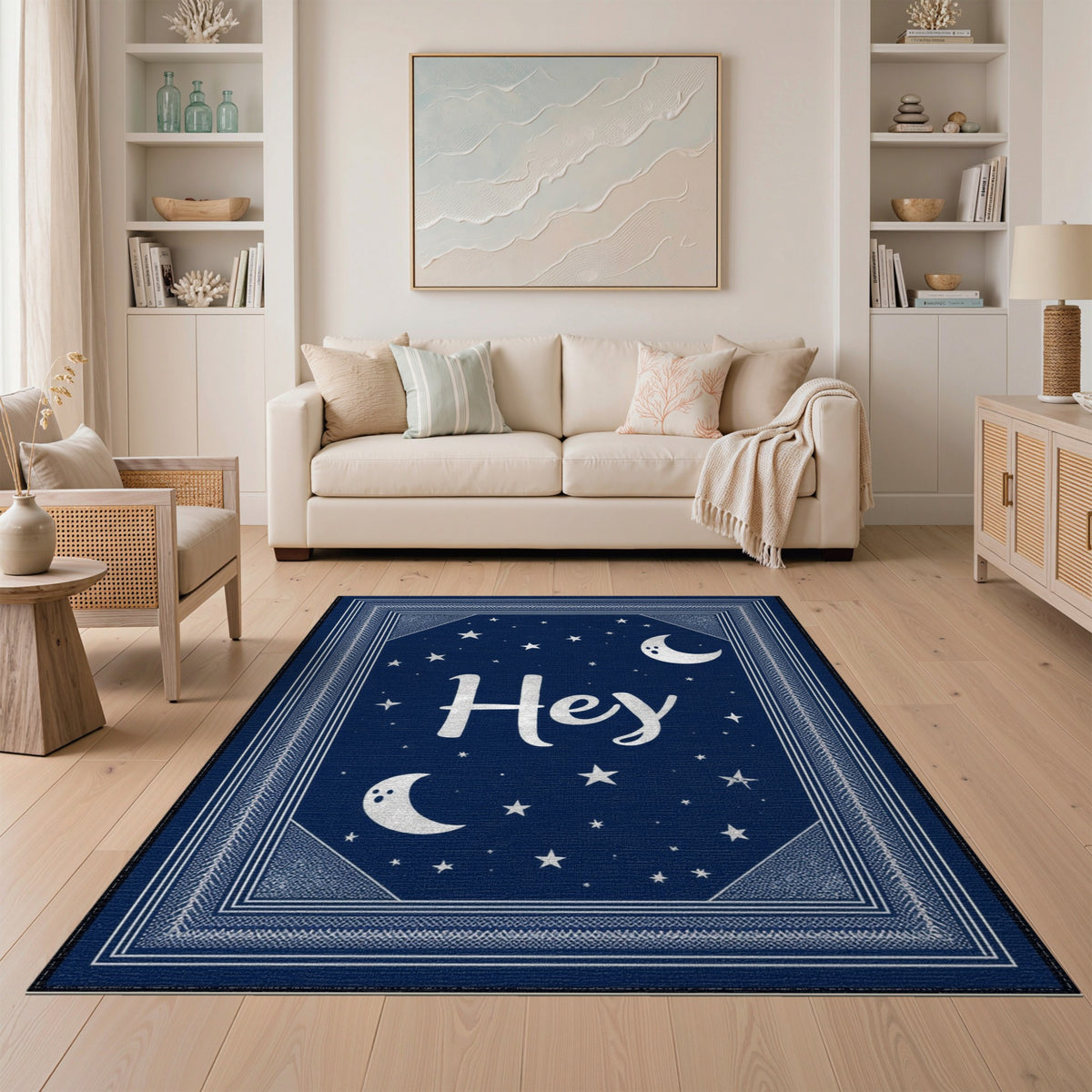 Hey Celestial Moon Stars Area Rug