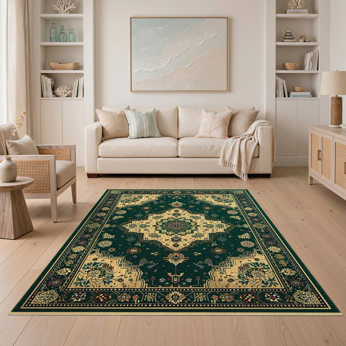 Medallion Traditional Persian Emerald Green Persian Medallion Area Rug