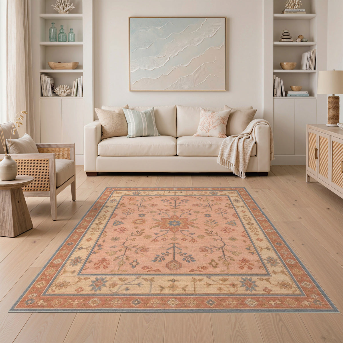 Pink Floral Medallion Floral Vintage Area Rug