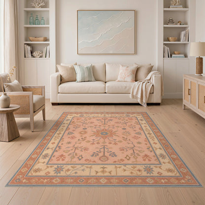 Pink Floral Medallion Floral Vintage Area Rug