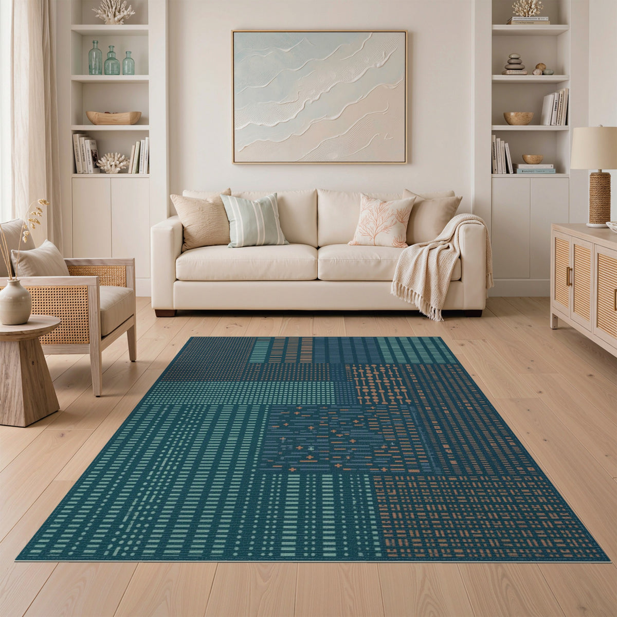 Geometric Modern Geometric Blue Teal Area Rug